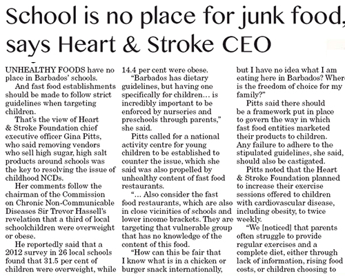 School no place for junk food